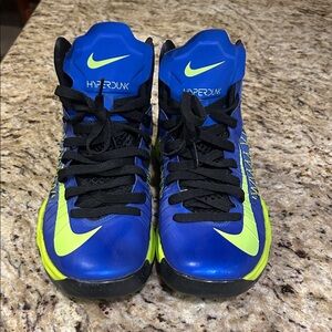 Nike Hyperdunk High-Top Basketball Shoes - Blue & Neon Yellow